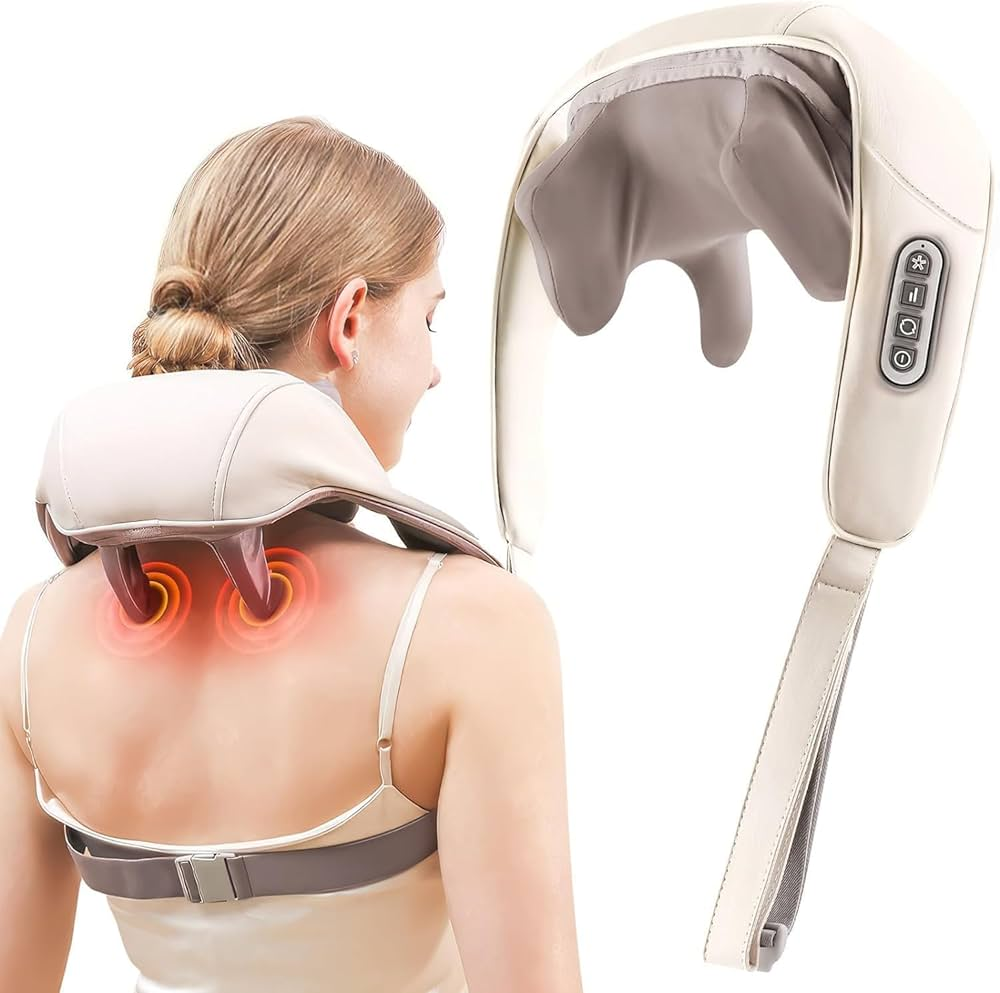 3D Heated Neck & Shoulder Massager Pillow Deep Kneading Pain & Muscle Relaxation