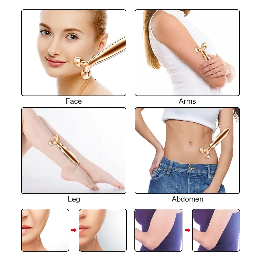 Y-Shape 3D Roller Face & Neck Massager with Guasha Scraper